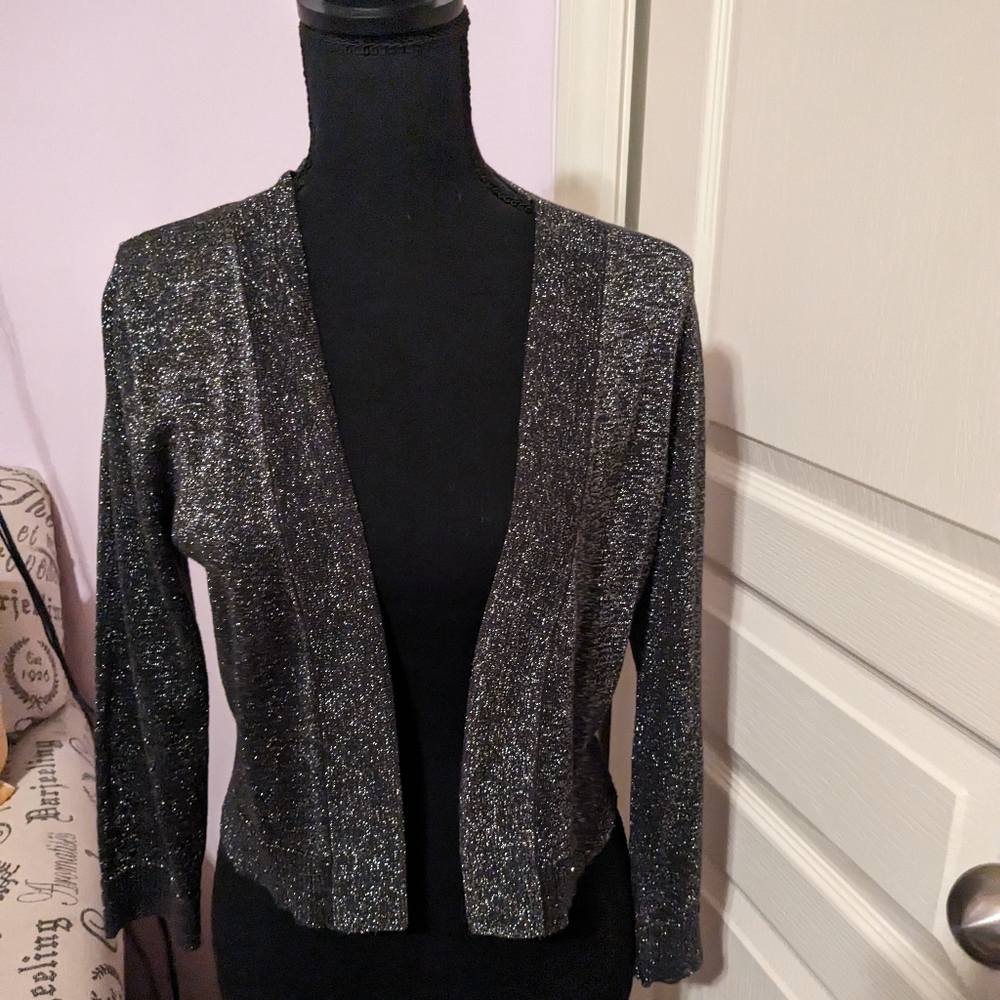 NWOT Glamorous Black/Silver Glittery Cardigan For Cool Summer Or Fall Nights.